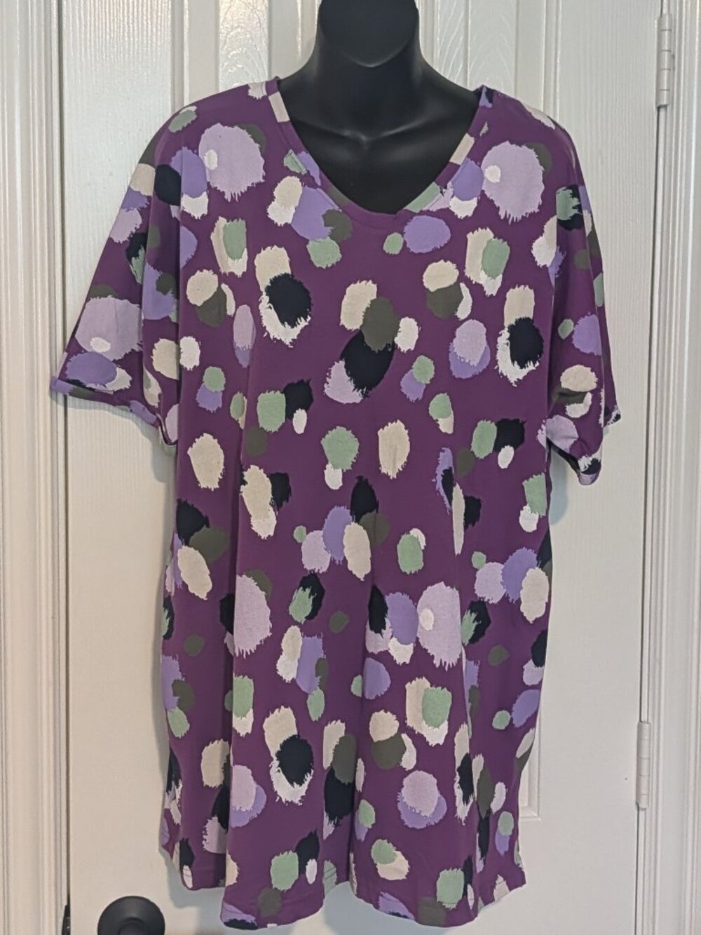 NWT Ulla Popken Purple Print short sleeved top, Plus size 16/18